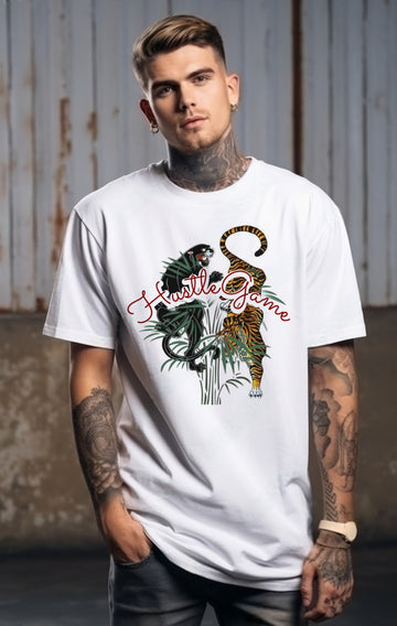 Tiger & Leopard Hustle Game – Fierce Grind Tee for Alpha Energy